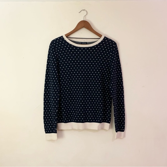 Tommy Hilfiger button back sweater navy blue polka dot pima cotton sz XL EUC OBO - Picture 4 of 12